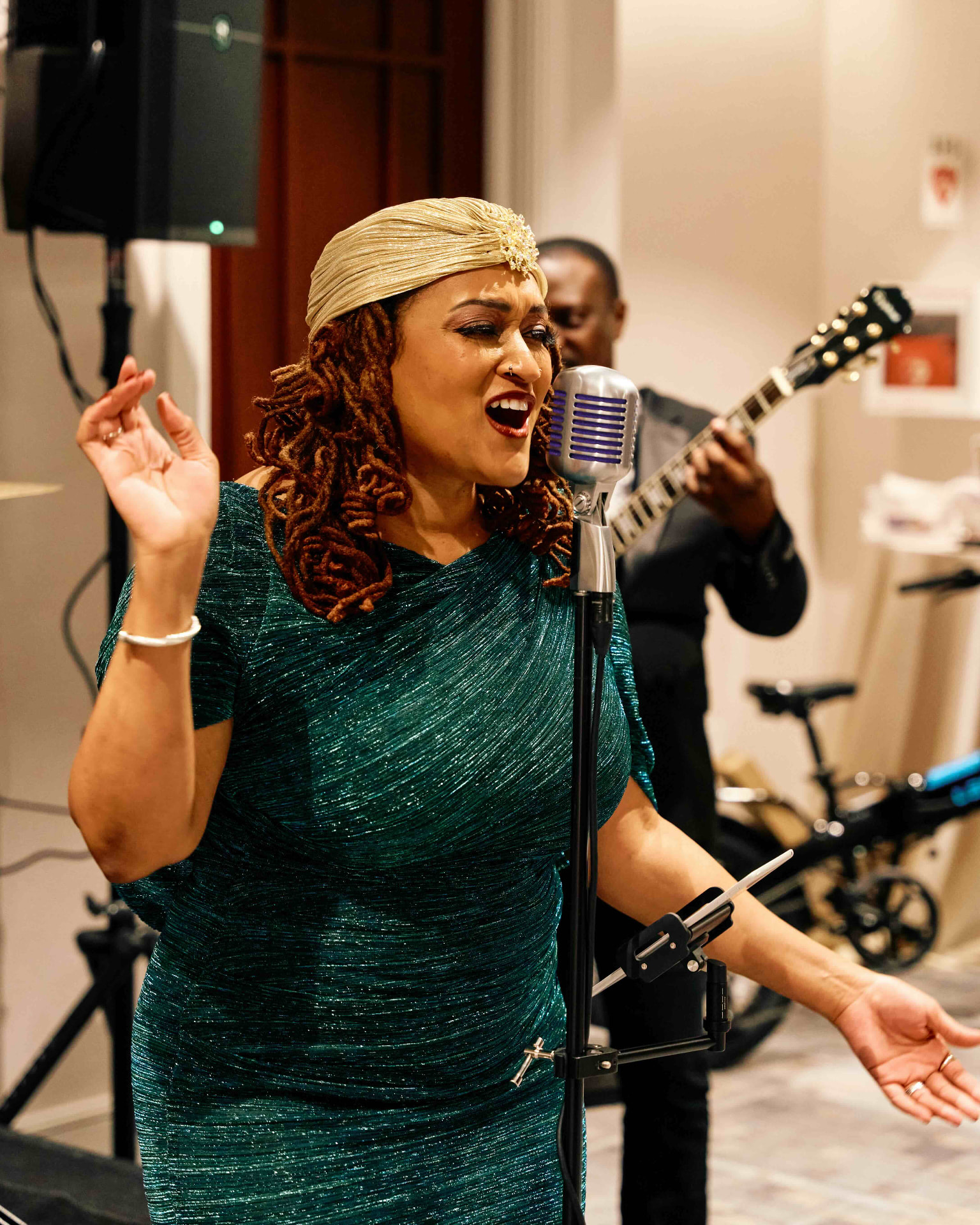 Live performer singing at the gala